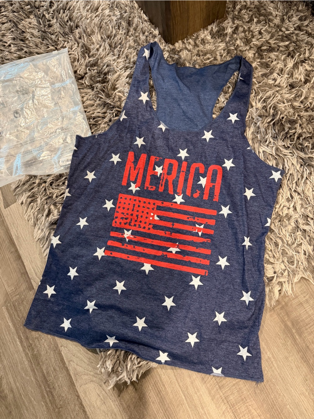 'MERICA Star Print Flag Tank Top - Red & Navy